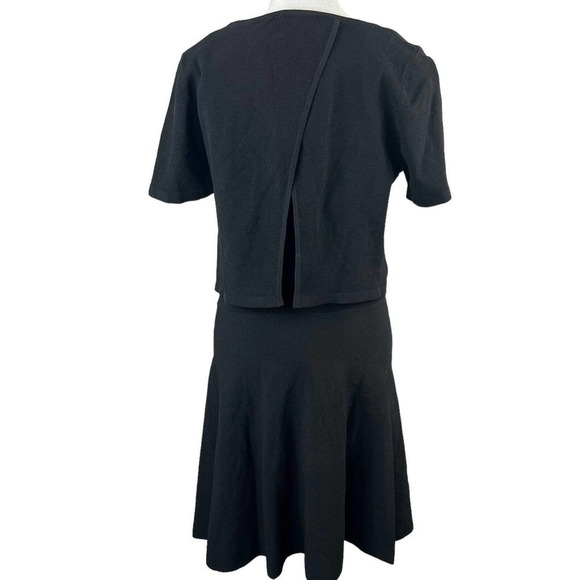 Sandro Paris Black Short Sleeve Dress Size 3 40 US 8 Overlay Stretchy - Picture 11 of 14